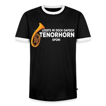 Tenorhorn lustiger Spruch Sprüche Musiker Geschenk - Männer Kontrast-T-Shirt - Schwarz/Weiß - Vorne - AI Model Female 172 light (172cm) & AI Model Male 178 light (178cm)