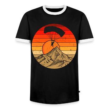 Parapente rétro, parapente, parapente montagne - T-shirt contrasté Homme - noir/blanc - Devant - AI Model Female 172 light (172cm) & AI Model Male 178 light (178cm)