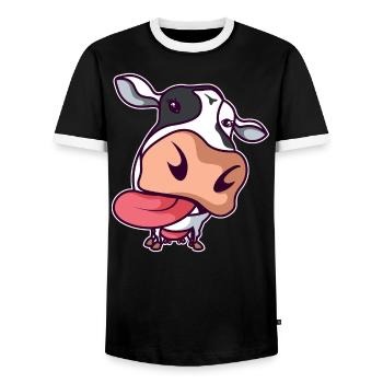 Kuhhalter Viehzüchter Nutztier anwesend Thema - Männer Kontrast-T-Shirt - Schwarz/Weiß - Vorne - AI Model Female 172 light (172cm) & AI Model Male 178 light (178cm)