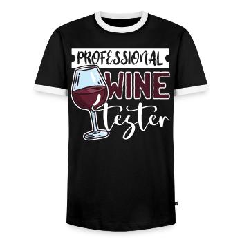 Thème de buveur d'alcool verre de dégustation de vin - T-shirt contrasté Homme - noir/blanc - Devant - AI Model Female 172 light (172cm) & AI Model Male 178 light (178cm)