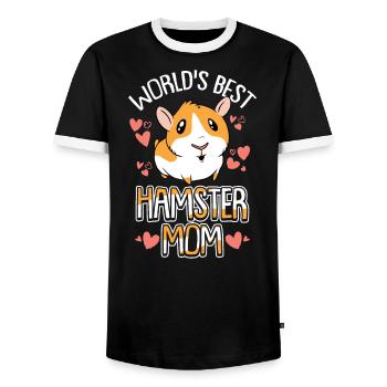Hamster Mama Rodent Golden Hamster - Men's Ringer Shirt - black/white - Front - AI Model Female 172 light (172cm) & AI Model Male 178 light (178cm)