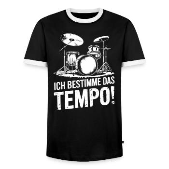 Schlagzeug Drummer Schlagzeuger Schlagzeugspieler - Männer Kontrast-T-Shirt - Schwarz/Weiß - Vorne - AI Model Female 172 light (172cm) & AI Model Male 178 light (178cm)