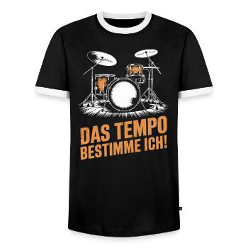 Schlagzeug Schlagzeuger Drummer Schlagzeugspieler - Männer Kontrast-T-Shirt - Schwarz/Weiß - Vorne - AI Model Female 172 light (172cm) & AI Model Male 178 light (178cm)