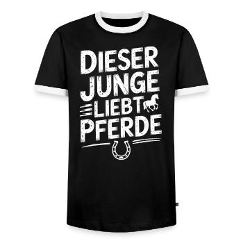 Reiten Reiterin Pferde Jungen Pferdeliebhaber - Männer Kontrast-T-Shirt - Schwarz/Weiß - Vorne - AI Model Female 172 light (172cm) & AI Model Male 178 light (178cm)