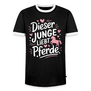 Reiten Reiterin Pferde Jungen Pferdeliebhaber - Männer Kontrast-T-Shirt - Schwarz/Weiß - Vorne - AI Model Female 172 light (172cm) & AI Model Male 178 light (178cm)