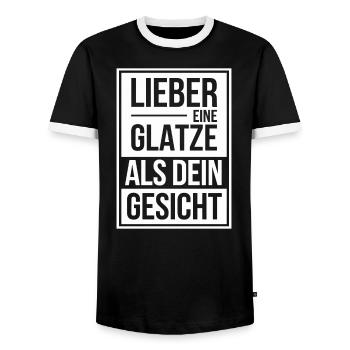 Frisur Glatze Haarausfall, Glatzenträger - Männer Kontrast-T-Shirt - Schwarz/Weiß - Vorne - AI Model Female 172 light (172cm) & AI Model Male 178 light (178cm)