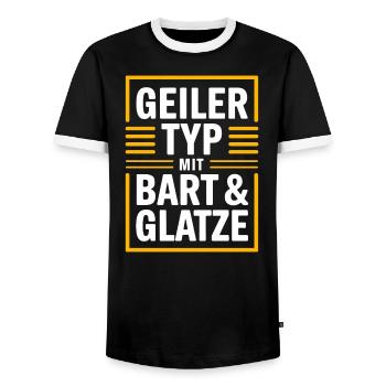 Typ mit Bart und Glatze, Männer Haarausfall Glatze - Männer Kontrast-T-Shirt - Schwarz/Weiß - Vorne - AI Model Female 172 light (172cm) & AI Model Male 178 light (178cm)