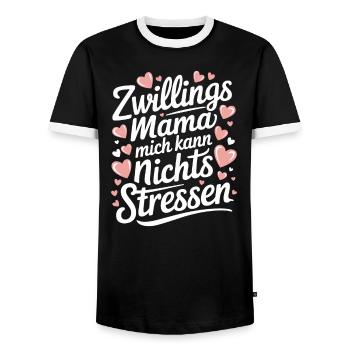 Zwillingsmama Mama von Zwillingen Zwillings Mutter - Männer Kontrast-T-Shirt - Schwarz/Weiß - Vorne - AI Model Female 172 light (172cm) & AI Model Male 178 light (178cm)