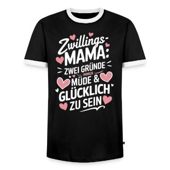 Zwillingsmama Zwillings Mutter, Mama von Zwillinge - Männer Kontrast-T-Shirt - Schwarz/Weiß - Vorne - AI Model Female 172 light (172cm) & AI Model Male 178 light (178cm)