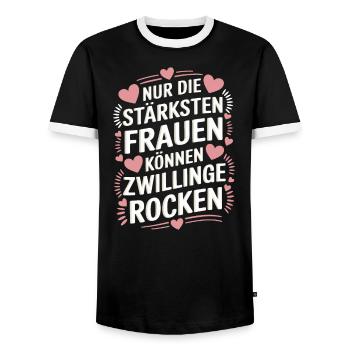 Twin Mom Zwillingsmutter Mama von Zwillingen - Männer Kontrast-T-Shirt - Schwarz/Weiß - Vorne - AI Model Female 172 light (172cm) & AI Model Male 178 light (178cm)