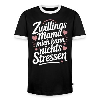 Zwillingsmama Mama von Zwillingen Zwillings Mutter - Männer Kontrast-T-Shirt - Schwarz/Weiß - Vorne - AI Model Female 172 light (172cm) & AI Model Male 178 light (178cm)