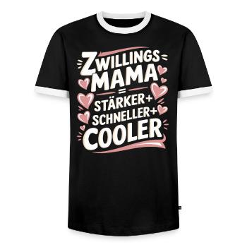 Zwillings Mutter Zwillingsmama Zwillinge Mama - Männer Kontrast-T-Shirt - Schwarz/Weiß - Vorne - AI Model Female 172 light (172cm) & AI Model Male 178 light (178cm)