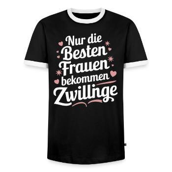 NUR DIE BESTEN FRAUEN BEKOMMEN ZWILLINGE - Männer Kontrast-T-Shirt - Schwarz/Weiß - Vorne - AI Model Female 172 light (172cm) & AI Model Male 178 light (178cm)