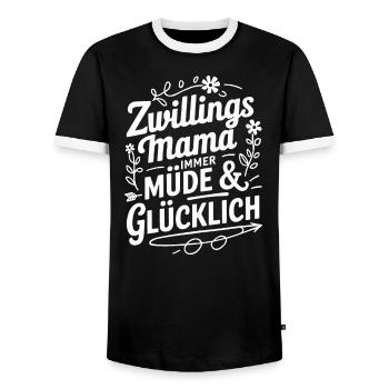 Zwillingsmama Zwillings Mutter, Mama von Zwillinge - Männer Kontrast-T-Shirt - Schwarz/Weiß - Vorne - AI Model Female 172 light (172cm) & AI Model Male 178 light (178cm)
