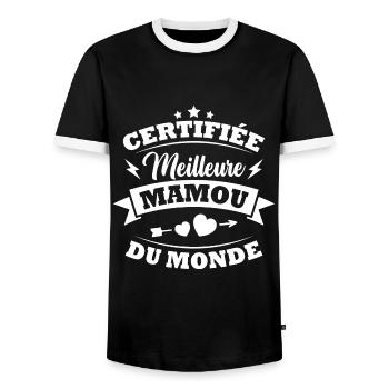 Certifiée meilleure mamou du monde - T-shirt contrasté Homme - noir/blanc - Devant - AI Model Female 172 light (172cm) & AI Model Male 178 light (178cm)