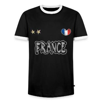 Maillot de football France Drapeau français - T-shirt contrasté Homme - noir/blanc - Devant - AI Model Female 172 light (172cm) & AI Model Male 178 light (178cm)