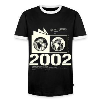 Jahrgang 2002 Retro Geburtstag Geschenk 2002 - Männer Kontrast-T-Shirt - Schwarz/Weiß - Vorne - AI Model Female 172 light (172cm) & AI Model Male 178 light (178cm)