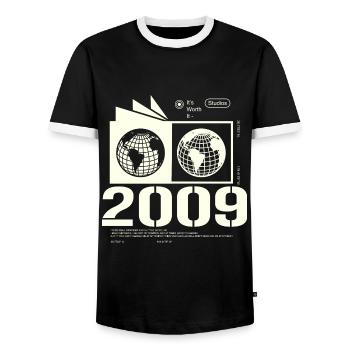Jahrgang 2009 Retro Geburtstag Geschenk 2009 - Männer Kontrast-T-Shirt - Schwarz/Weiß - Vorne - AI Model Female 172 light (172cm) & AI Model Male 178 light (178cm)