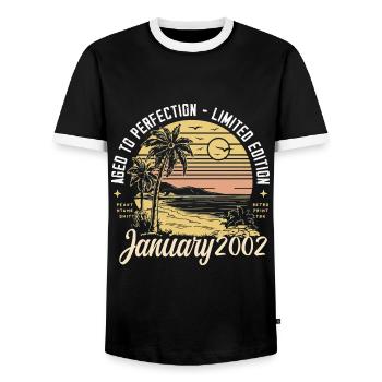 2002 Anniversaire Janvier 2002 - Don Janvier 2002 - T-shirt contrasté Homme - noir/blanc - Devant - AI Model Female 172 light (172cm) & AI Model Male 178 light (178cm)
