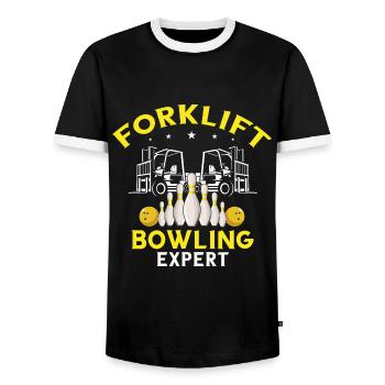 Warehouse drivers and warehouse workers for forklifts - Men's Ringer Shirt - black/white - Front - AI Model Female 172 light (172cm) & AI Model Male 178 light (178cm)