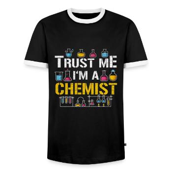 Vertrau mir ich bin Chemiker - Männer Kontrast-T-Shirt - Schwarz/Weiß - Vorne - AI Model Female 172 light (172cm) & AI Model Male 178 light (178cm)