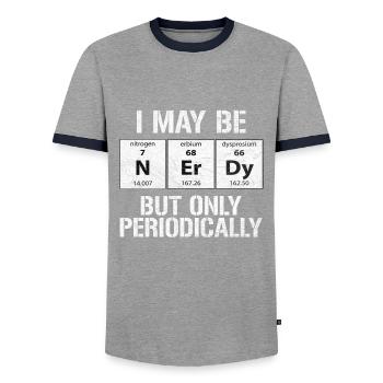 periodic table - Men's Ringer Shirt - grey/navy  - Front - AI Model Female 172 light (172cm) & AI Model Male 178 light (178cm)