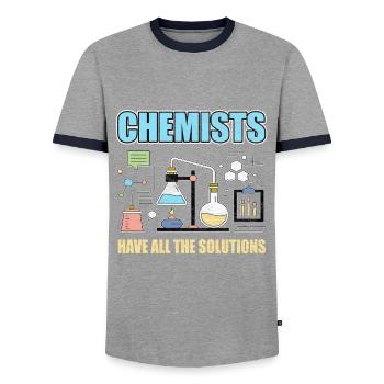 Laboratory Test Tube - Men's Ringer Shirt - grey/navy  - Front - AI Model Female 172 light (172cm) & AI Model Male 178 light (178cm)