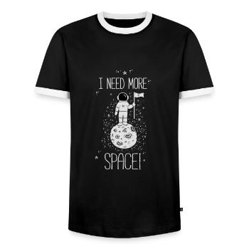 astronaut - Men's Ringer Shirt - black/white - Front - AI Model Female 172 light (172cm) & AI Model Male 178 light (178cm)