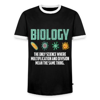 biology - Men's Ringer Shirt - black/white - Front - AI Model Female 172 light (172cm) & AI Model Male 178 light (178cm)