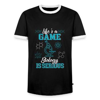 biology - Men's Ringer Shirt - black/white - Front - AI Model Female 172 light (172cm) & AI Model Male 178 light (178cm)