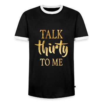 30 birthday - Men's Ringer Shirt - black/white - Front - AI Model Female 172 light (172cm) & AI Model Male 178 light (178cm)