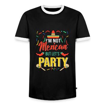 Fête de célébration au Mexique - T-shirt contrasté Homme - noir/blanc - Devant - AI Model Female 172 light (172cm) & AI Model Male 178 light (178cm)