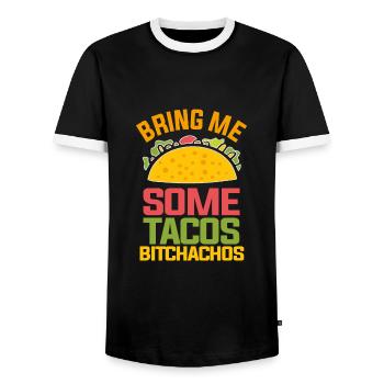 Paroles de sarcasmes drôles de tacos - T-shirt contrasté Homme - noir/blanc - Devant - AI Model Female 172 light (172cm) & AI Model Male 178 light (178cm)