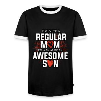 Maman et son fils Mère Enfant Fête des mères Maman Maman - T-shirt contrasté Homme - noir/blanc - Devant - AI Model Female 172 light (172cm) & AI Model Male 178 light (178cm)