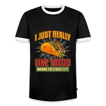 tacos - Men's Ringer Shirt - black/white - Front - AI Model Female 172 light (172cm) & AI Model Male 178 light (178cm)
