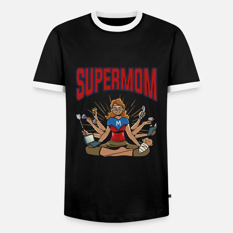Mutterschaft Mutter Superheld Supermama Supermom - Männer Kontrast-T-Shirt - Schwarz/Weiß