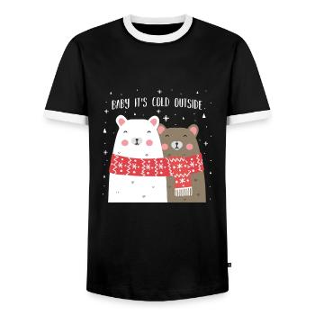 Weihnachten Bär niedliche Tiere Winter Schnee - Männer Kontrast-T-Shirt - Schwarz/Weiß - Vorne - AI Model Female 172 light (172cm) & AI Model Male 178 light (178cm)