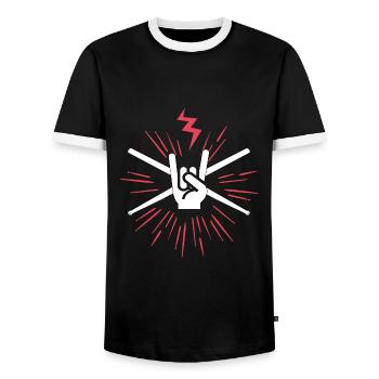 Batterie Batterie Batteur RocknRoll Batteur - T-shirt contrasté Homme - noir/blanc - Devant - AI Model Female 172 light (172cm) & AI Model Male 178 light (178cm)