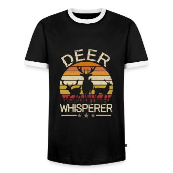 Hirsch Hirschgeweih Hirsche Retro Vintage - Männer Kontrast-T-Shirt - Schwarz/Weiß - Vorne - AI Model Female 172 light (172cm) & AI Model Male 178 light (178cm)