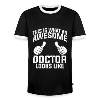 Doktor Arzt Mediziner - Männer Kontrast-T-Shirt - Schwarz/Weiß - Vorne - AI Model Female 172 light (172cm) & AI Model Male 178 light (178cm)