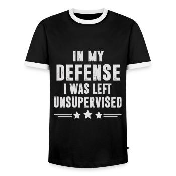 Sarcasme sarcastique - T-shirt contrasté Homme - noir/blanc - Devant - AI Model Female 172 light (172cm) & AI Model Male 178 light (178cm)