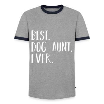 Beste Hunde Tante - Männer Kontrast-T-Shirt - Grau/Navy  - Vorne - AI Model Female 172 light (172cm) & AI Model Male 178 light (178cm)