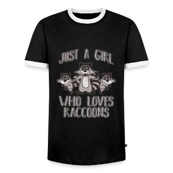 racoon - Men's Ringer Shirt - black/white - Front - AI Model Female 172 light (172cm) & AI Model Male 178 light (178cm)