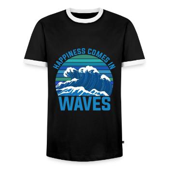 Surfen Wellen Wellenreiten coole Sprüche - Männer Kontrast-T-Shirt - Schwarz/Weiß - Vorne - AI Model Female 172 light (172cm) & AI Model Male 178 light (178cm)