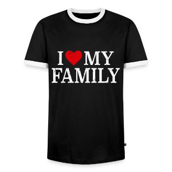 famille - T-shirt contrasté Homme - noir/blanc - Devant - AI Model Female 172 light (172cm) & AI Model Male 178 light (178cm)