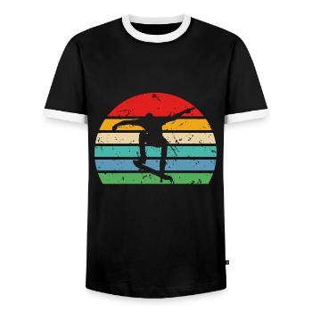 Skateboarder Skateboard Skate Skater Retro - Männer Kontrast-T-Shirt - Schwarz/Weiß - Vorne - AI Model Female 172 light (172cm) & AI Model Male 178 light (178cm)