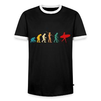 Retro Evolution Surfer - Men's Ringer Shirt - black/white - Front - AI Model Female 172 light (172cm) & AI Model Male 178 light (178cm)