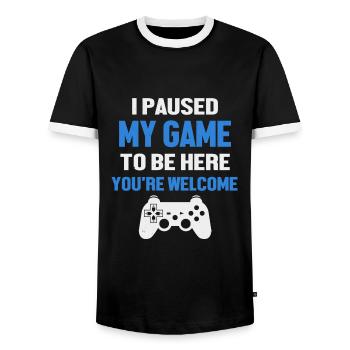 Jeux - T-shirt contrasté Homme - noir/blanc - Devant - AI Model Female 172 light (172cm) & AI Model Male 178 light (178cm)