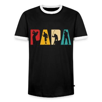 Golfer Golf Retro Golfspieler Papa Dad Vater - Männer Kontrast-T-Shirt - Schwarz/Weiß - Vorne - AI Model Female 172 light (172cm) & AI Model Male 178 light (178cm)