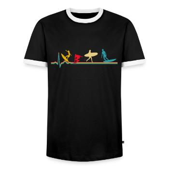 Surfeur de surf rétro - T-shirt contrasté Homme - noir/blanc - Devant - AI Model Female 172 light (172cm) & AI Model Male 178 light (178cm)
